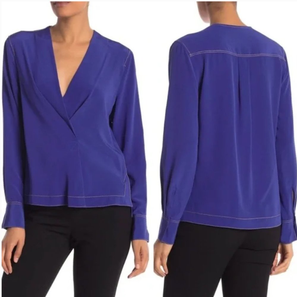 Rag & Bone Silk Long sleeve V neck crossover Shields top XS